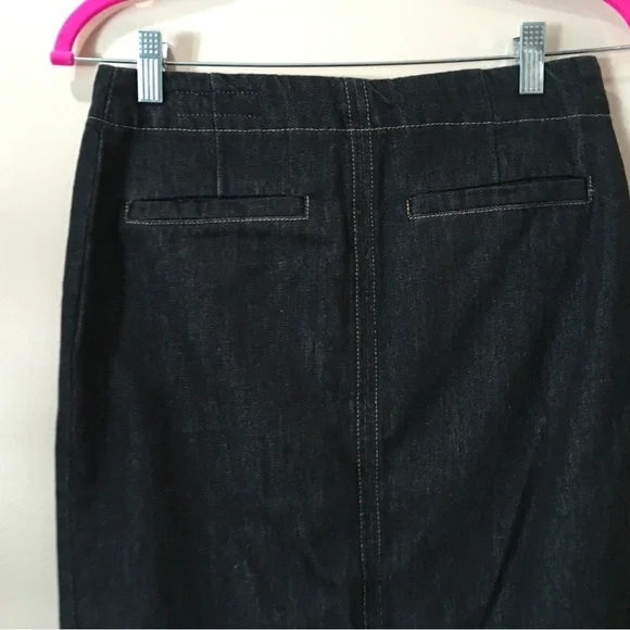 Zara Denim Slit Midi Skirt Dark Blue Zip Hi Waist Women’s Small 9632/271 Y2K 90s - Picture 6 of 10